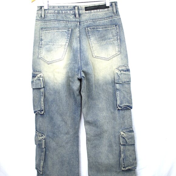 Rockstar Original Peppe Men's Baggy Cargo Blue Washed Distressed Grunge Jeans 32 - Picture 9 of 13